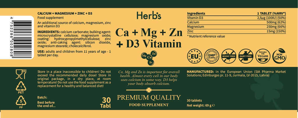 Ca+ Mg + Zinc + D3