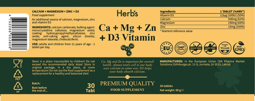 Ca+ Mg + Zinc + D3