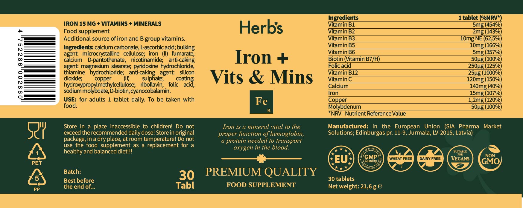 Irons + vitamins and minerals